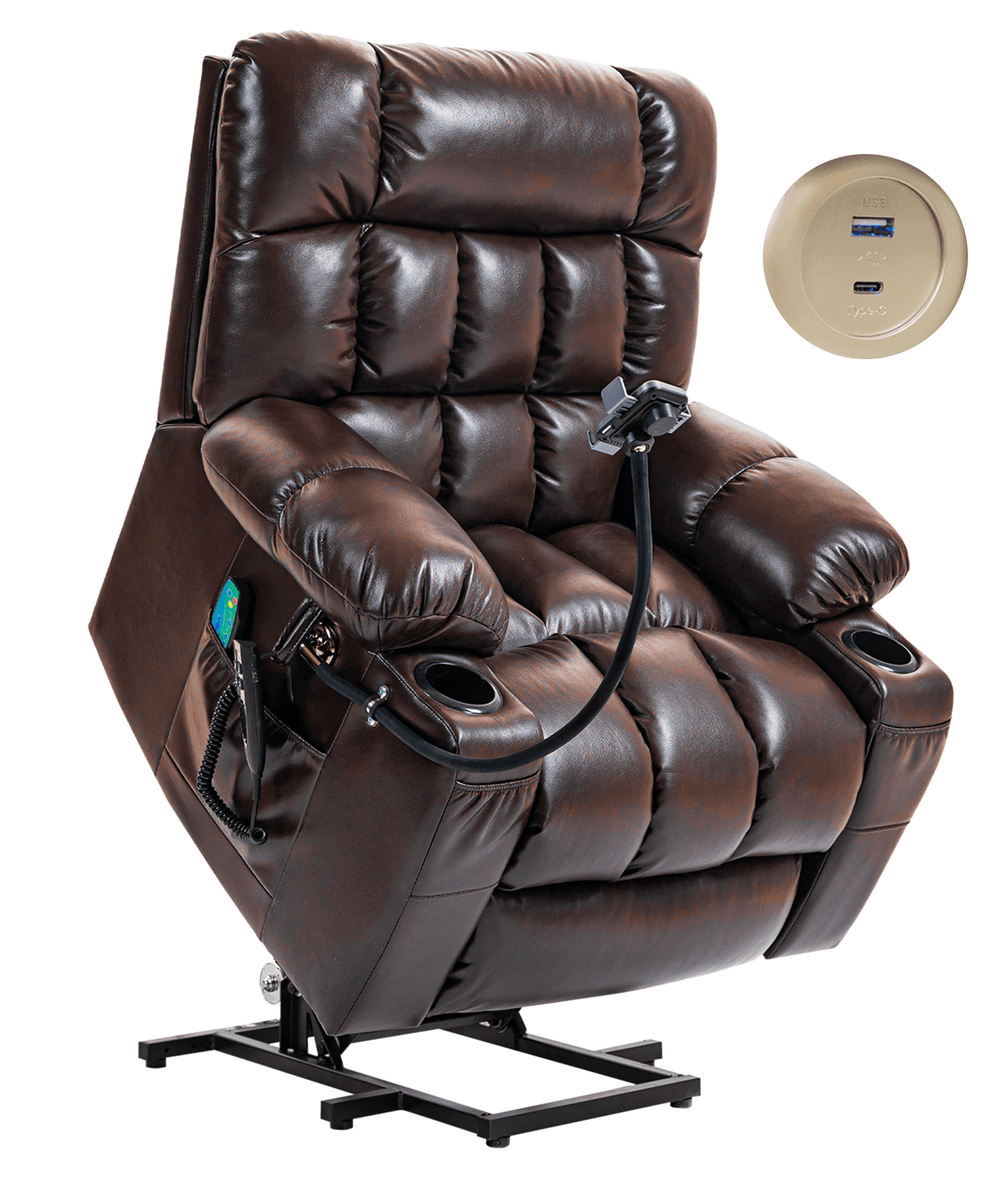 Power lift recliner chair raising position for seniors with leg support