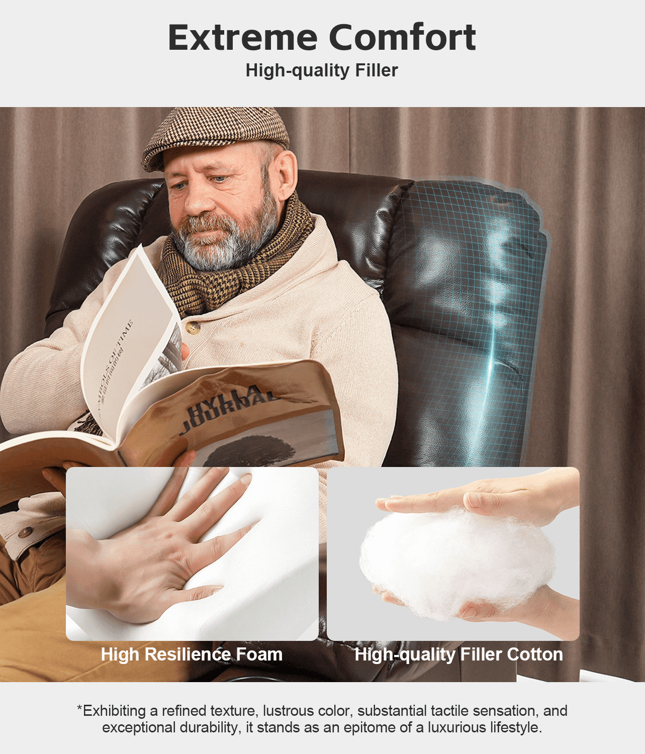 Leather Dual Motor Massage and Heat Lift Recliner for Everyone with Cup Holders, Wireless Charging and USB Ports | Infinite Position Recliner (Brown/Black) - Gardenjoy