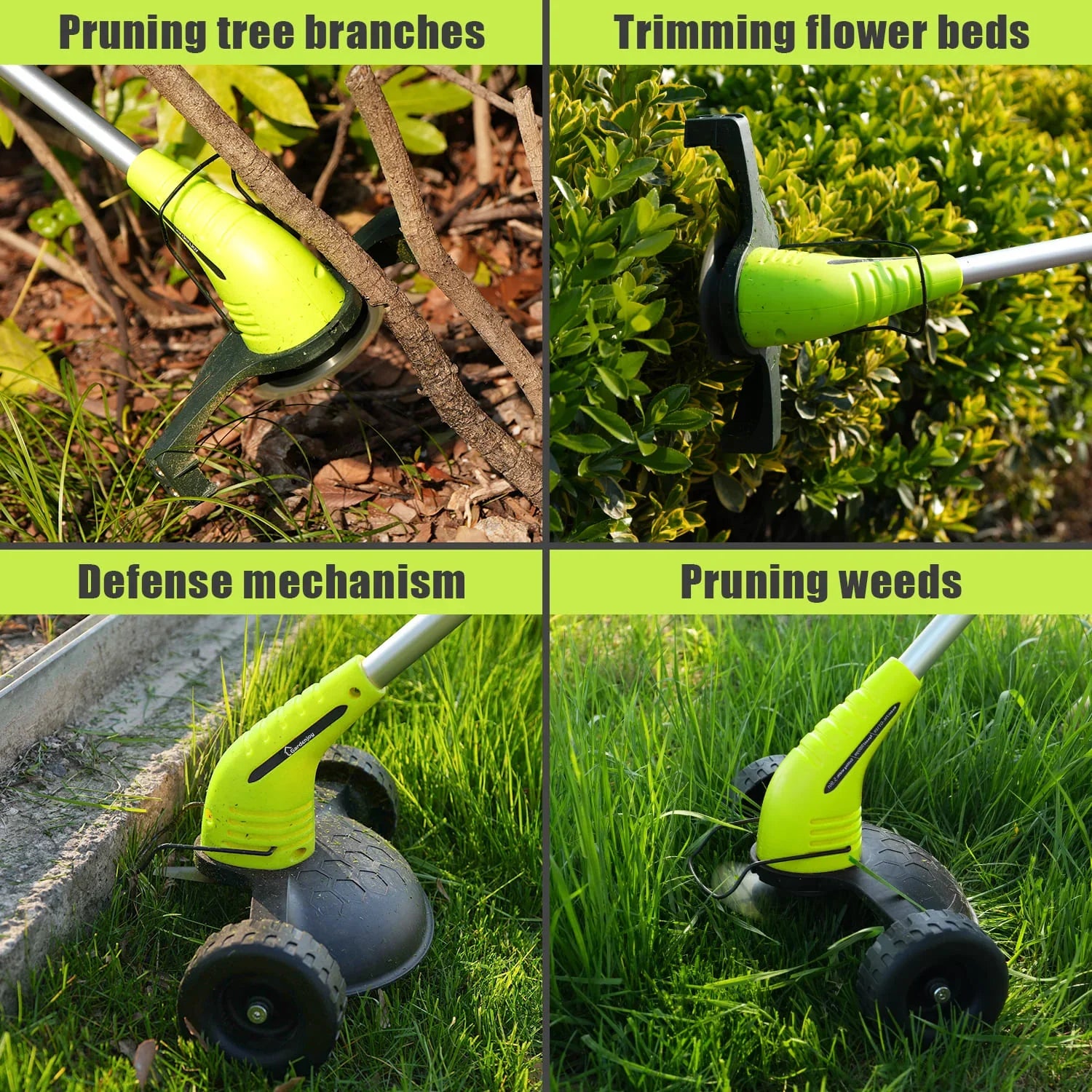 Gardenjoy 12V Lightweight Cordless Grass Trimmer with Wheel, Fast Charger and  2*2.0Ah Batteries |for Yard, Garden, Hedge - Gardenjoy