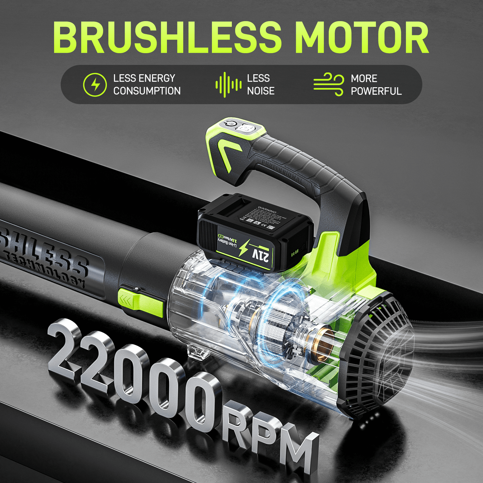 12V Cordless Grass Trimmer & 500CFM Leaf Blower with 21V 2×3.0Ah Batteries Combo Kit, Green/Yellow - Gardenjoy