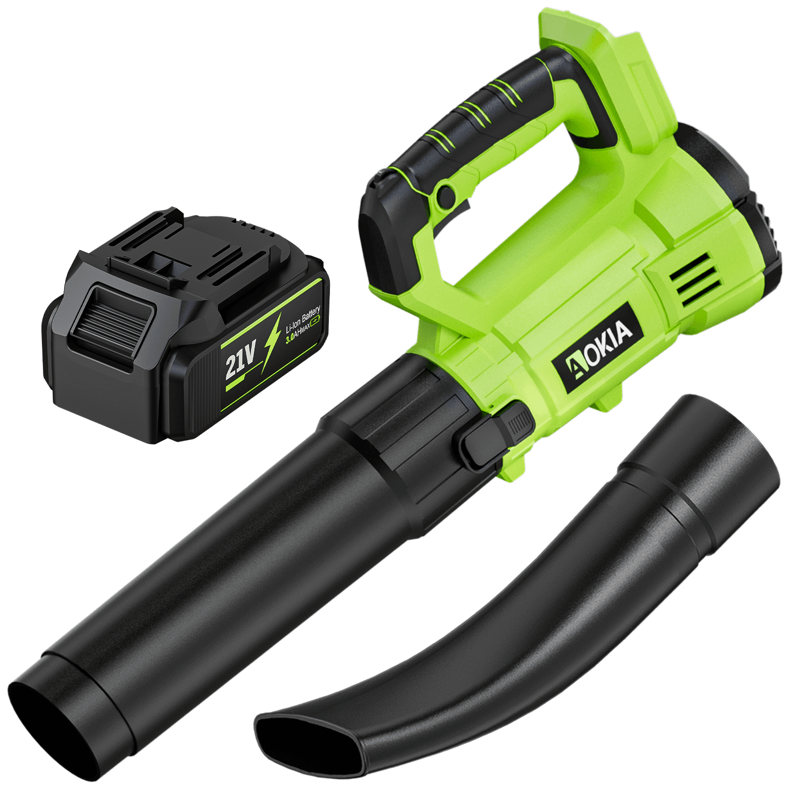 Cordless Leaf Blower with Battery and Charger, 6-Speed Electric Blower for Lawn Care, Patio Cleaning, and More, Ideal for Blowing Leaves, Snow, and Debris, Green/Red - Gardenjoy