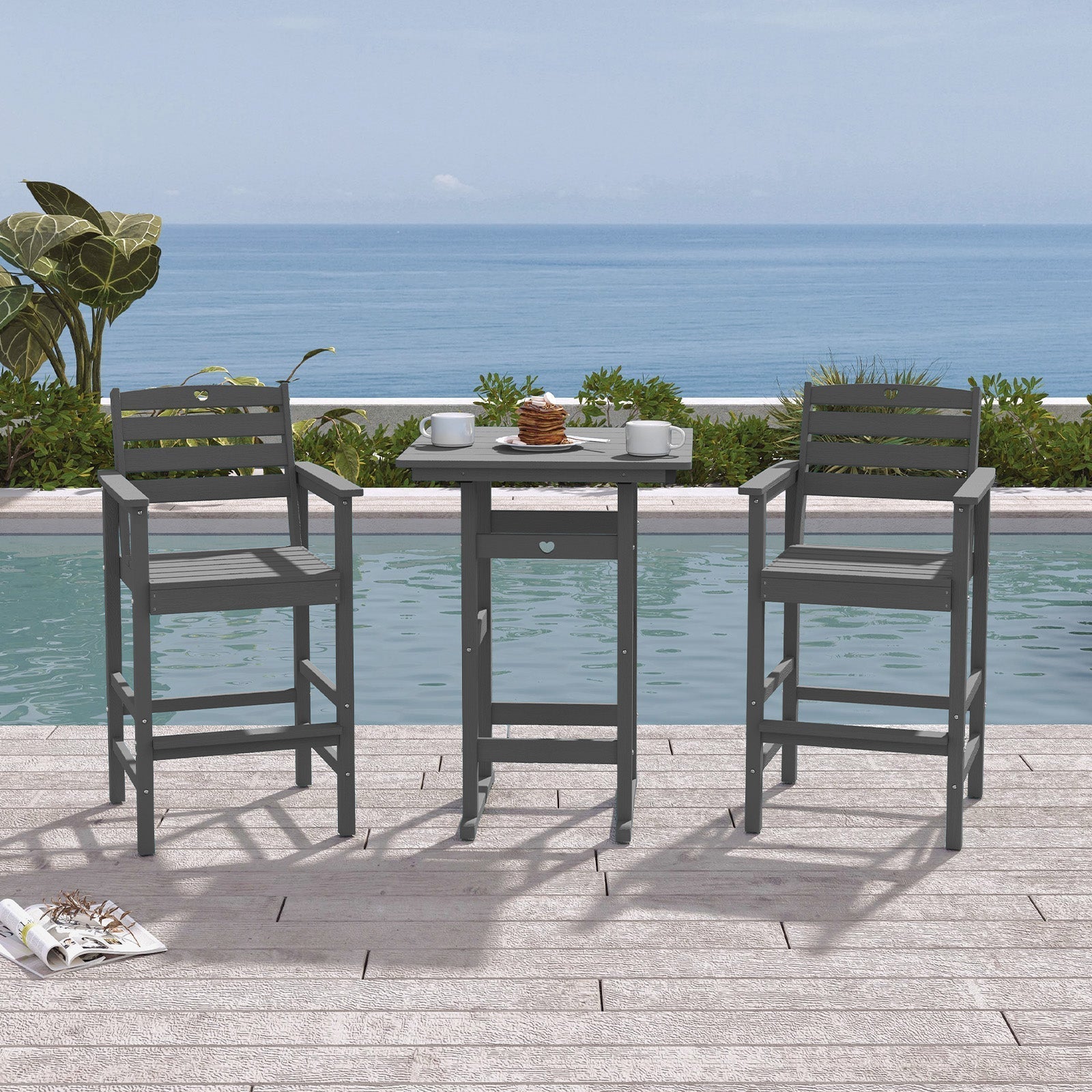 Elevate Your Outdoor Living with the Stylish HDPE Height Bar Table and Chairs Set