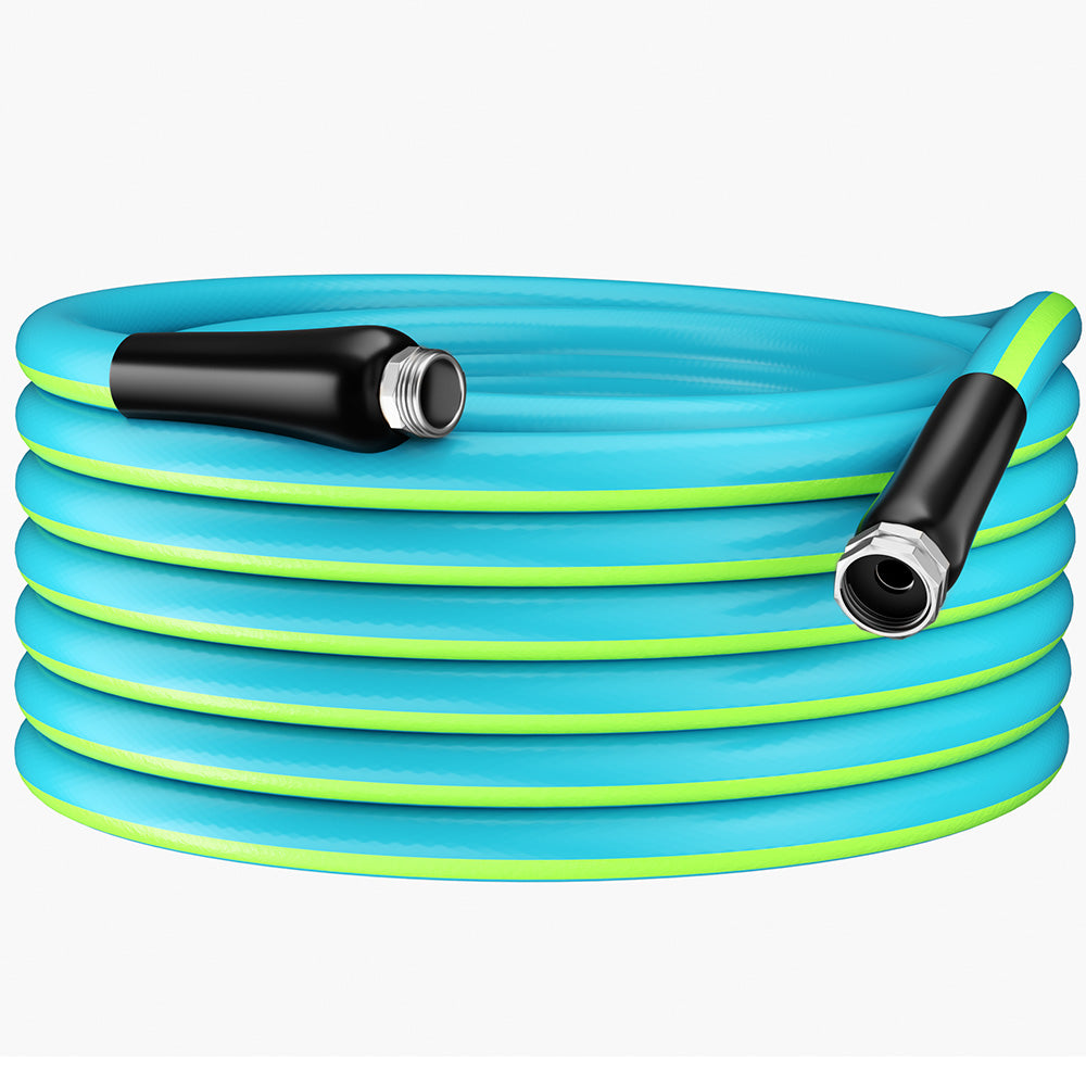 WrapHose Garden hoses with brass fittings, all-weather suitable, tangle-free, and lightweight