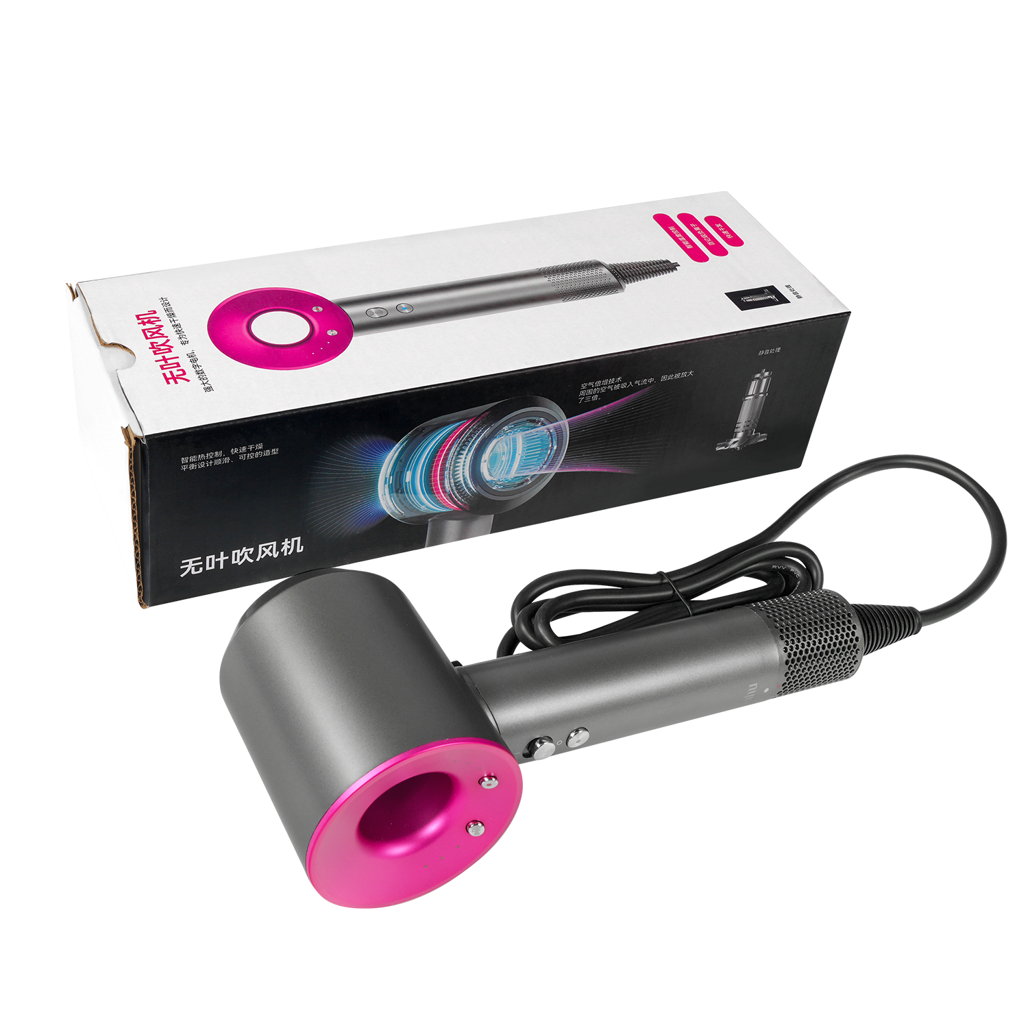 Feihu Bladeless High Speed Hair Dryer Negative Ion Constant Temperature Quick Dry Low Noise Hair Blow Dryer