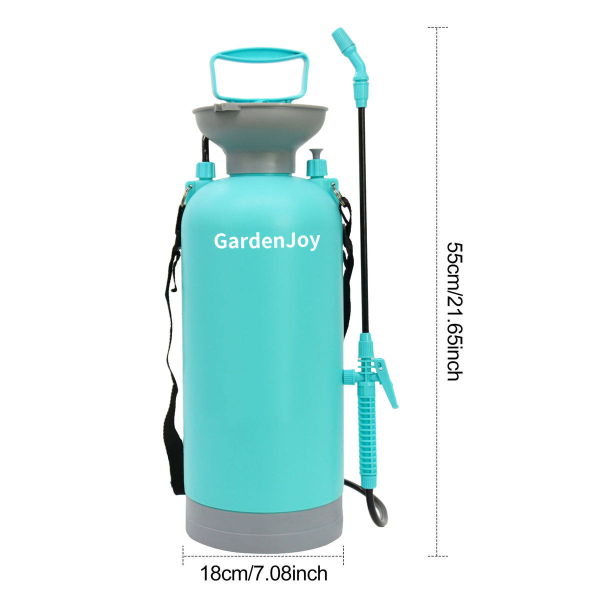 GardenJoy Pump Pressure Sprayer with Wide Funnel Mouth, Adjustable Nozzle, Shoulder Strap, Heavy Duty Garden Sprayer for Lawn, Yard, and Weed Control