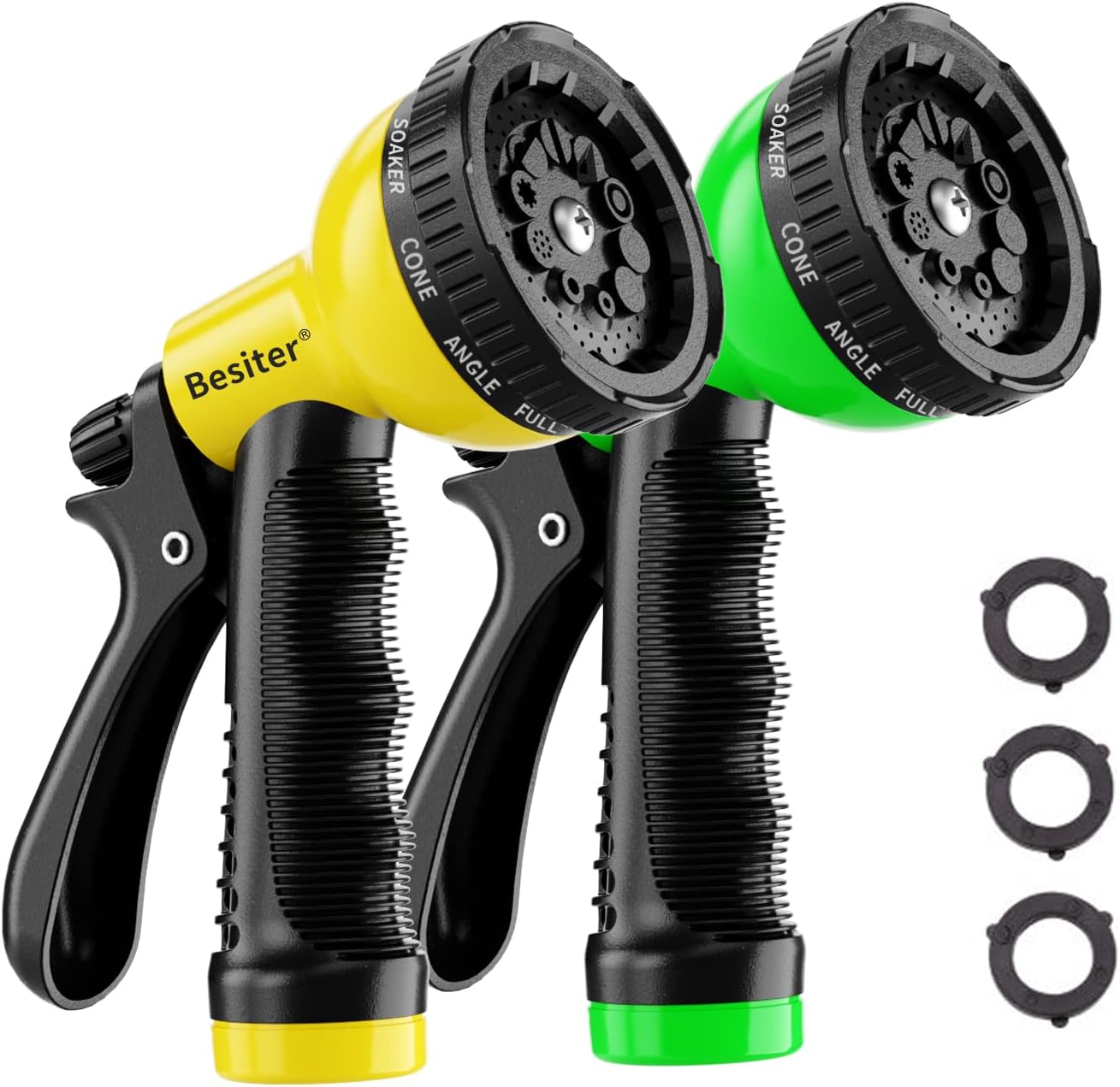 Besiter Garden Hose Nozzle Sprayer: 2 Pack 10 Watering Patterns Spray Nozzles Heavy Duty Hose Head Hose Attachment